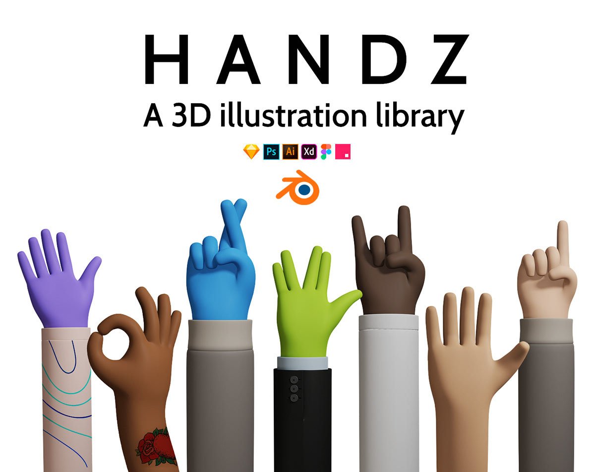 Handz - A 3D illustration library