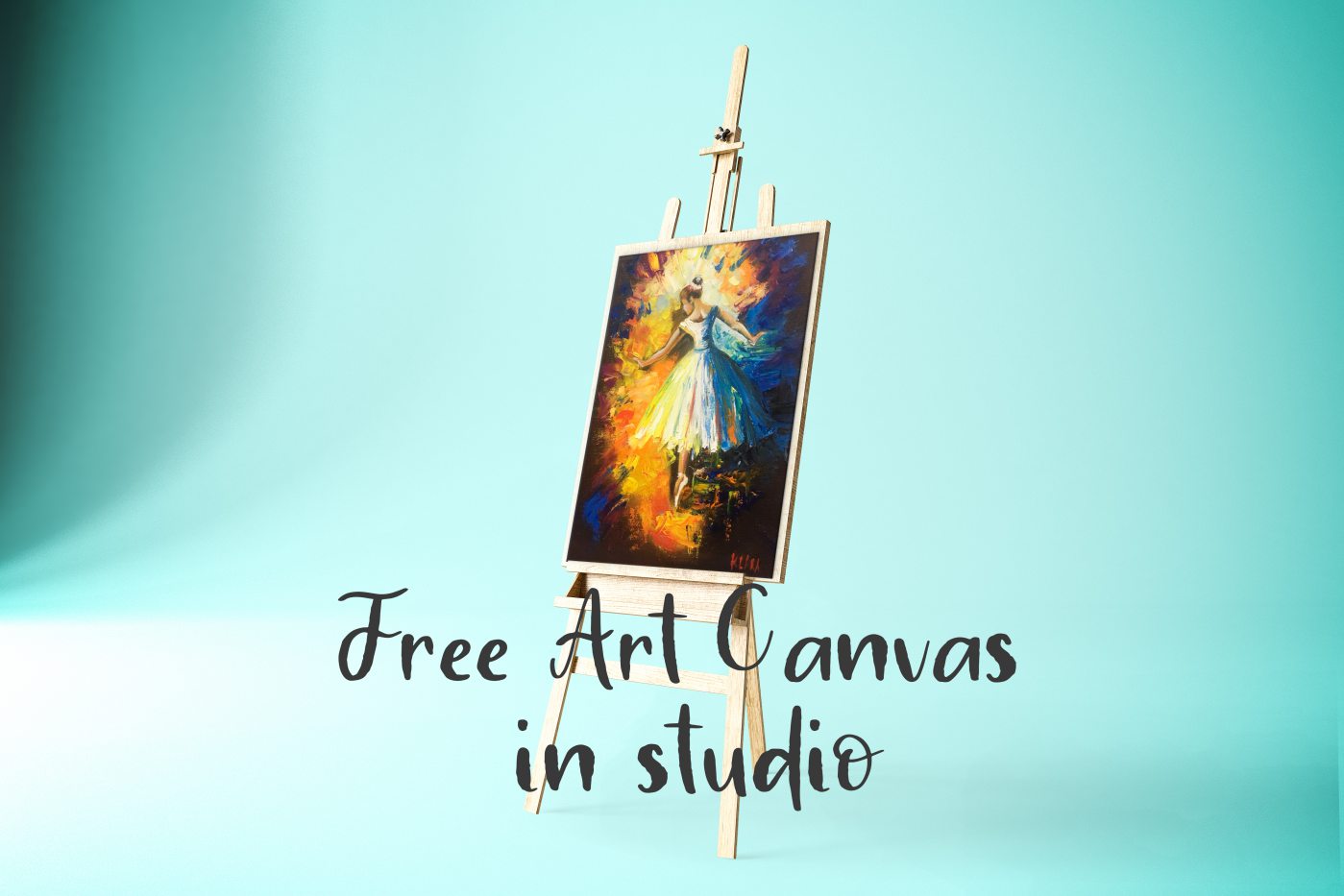 Free Art Canvas in studio Mockup PSD