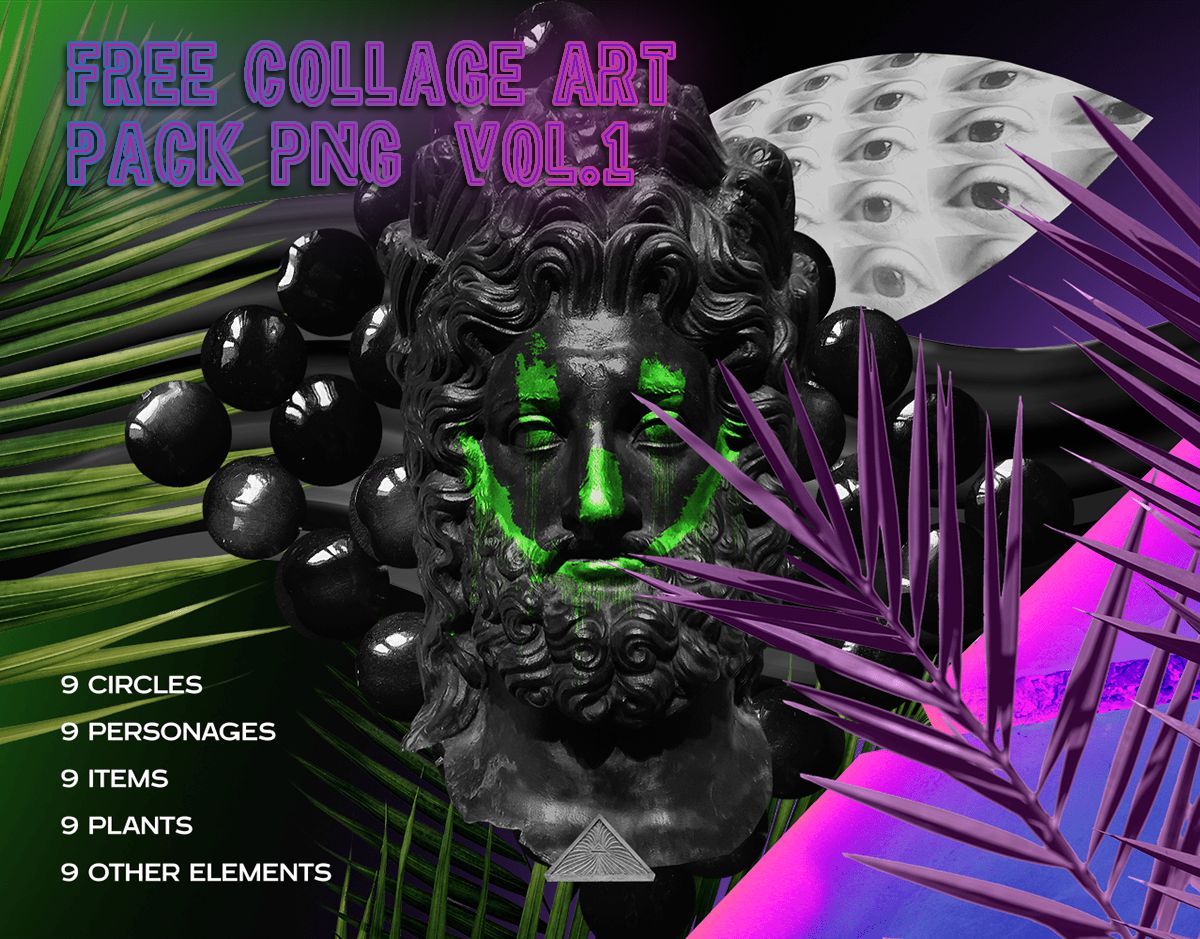 Free Collage art pack PNG  vol.1