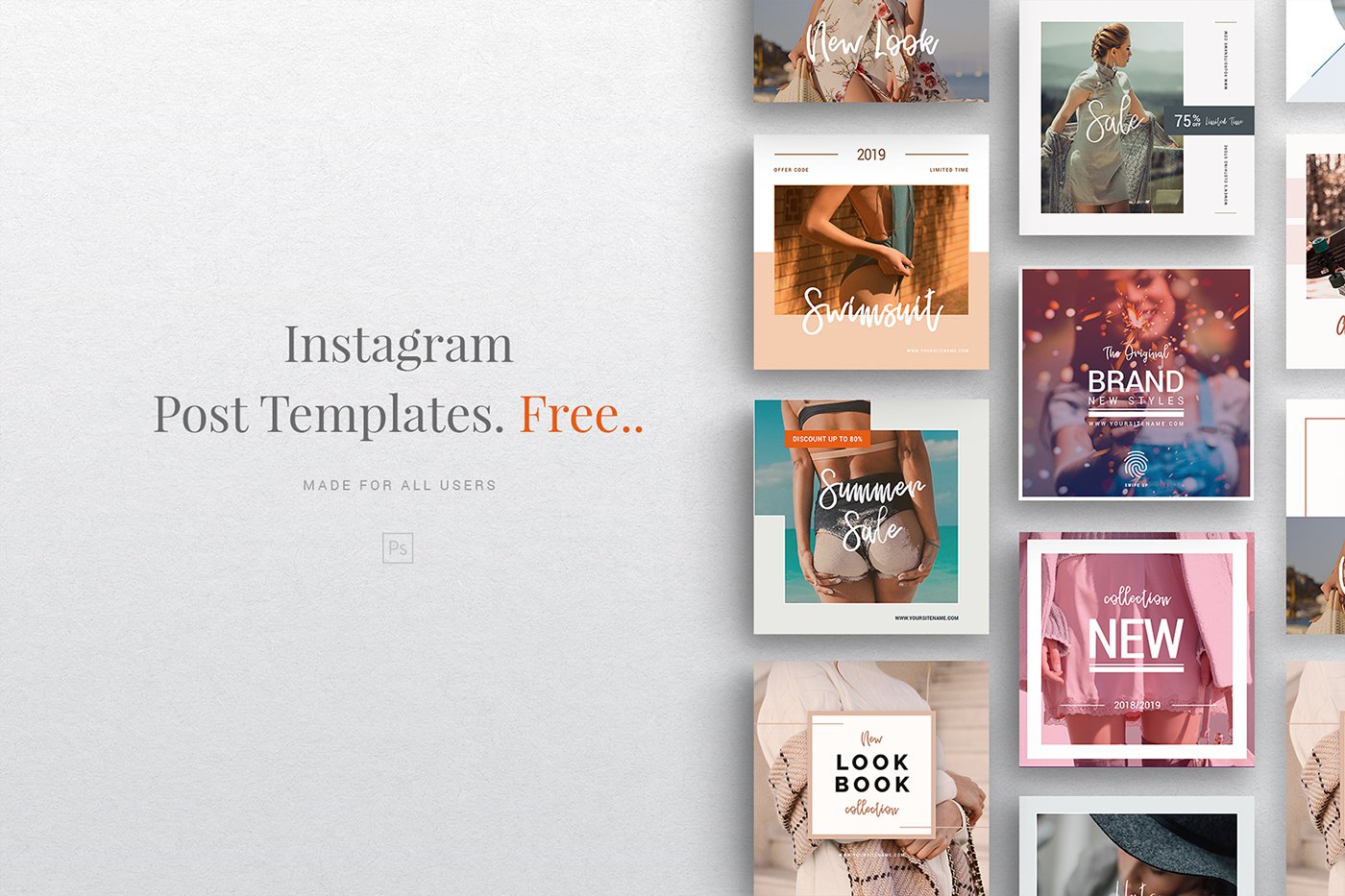 Free Instagram Templates Social Media Fashion Pack PSD