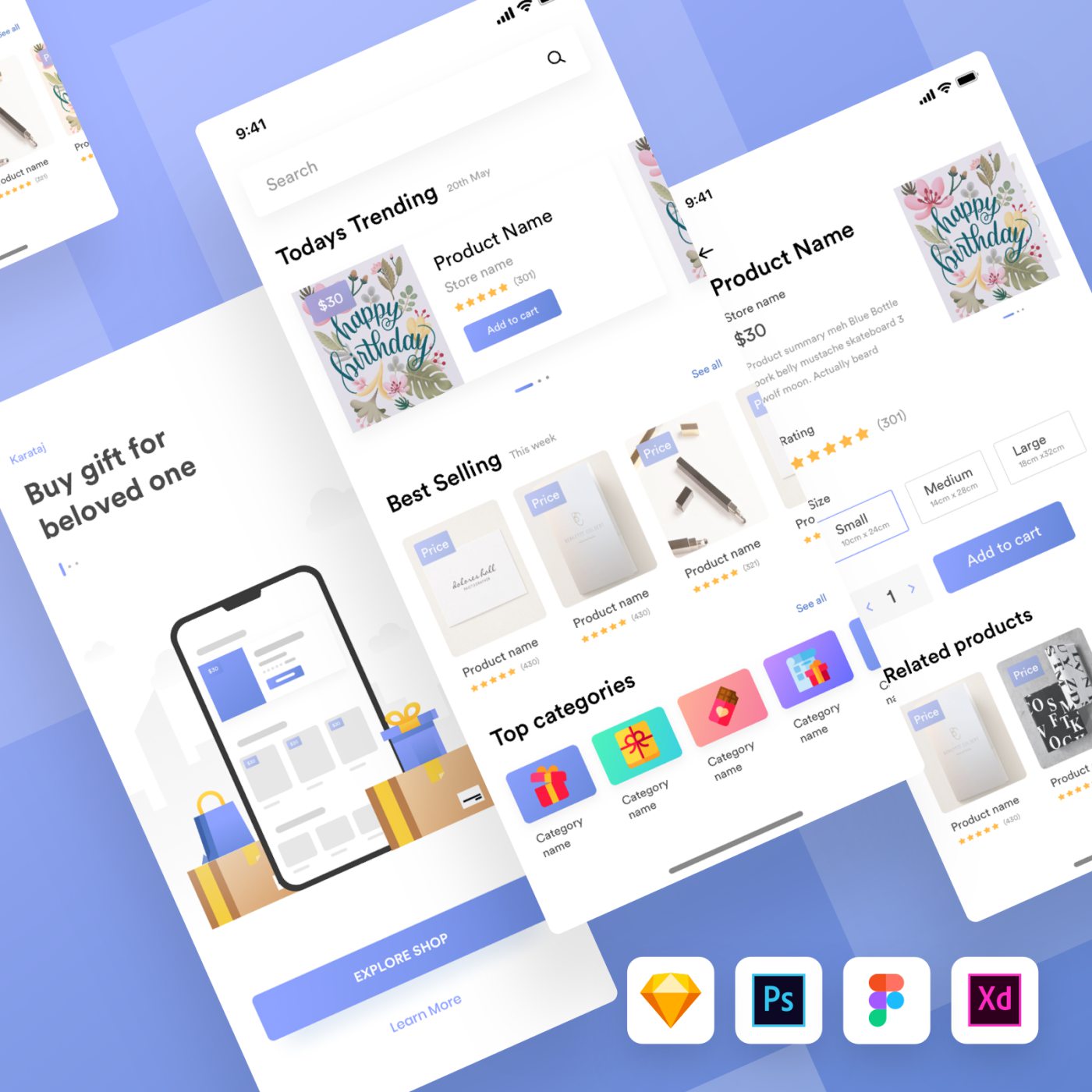 Kamartaj gift shop UI kit (Psd + Sketch + Fig + Xd)