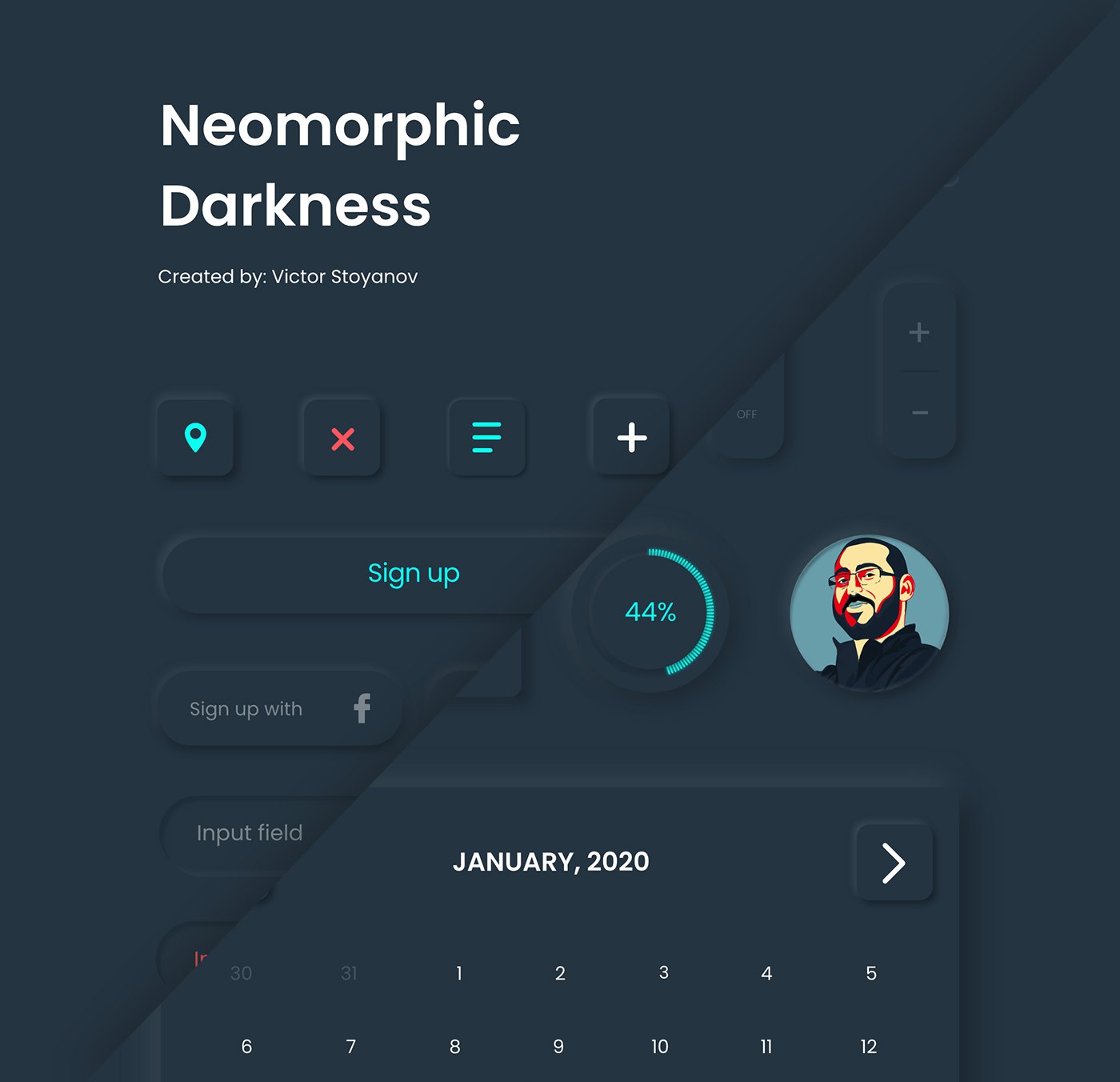 Neomorphic Darkness Ui Kit Adobe XD